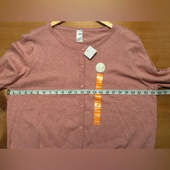 NWT 100% Cotton Clothing & Co Pink Cardigan Button Lightweight Plus Size 22/24 - Picture 6 of 6